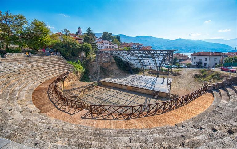 Antikes Amphitheater in Ohrid, Nordmazedonien