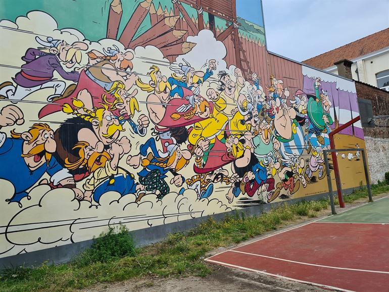 Asterix und Obelix Wandbild in Brüssel