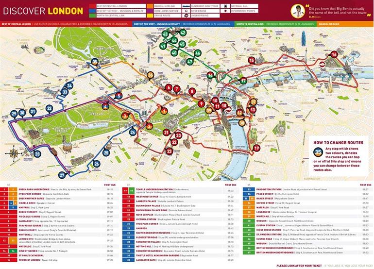 Die verschiedenen Routen in London