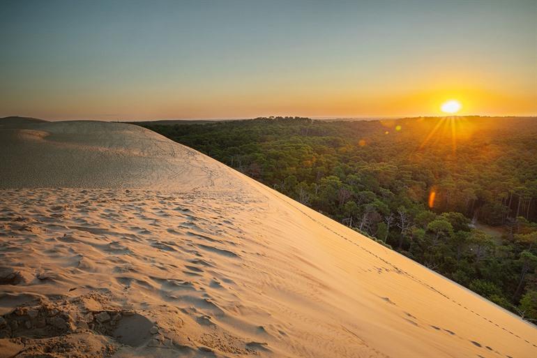 Der Sonnenuntergang am Dune du Pilat, Frankreich