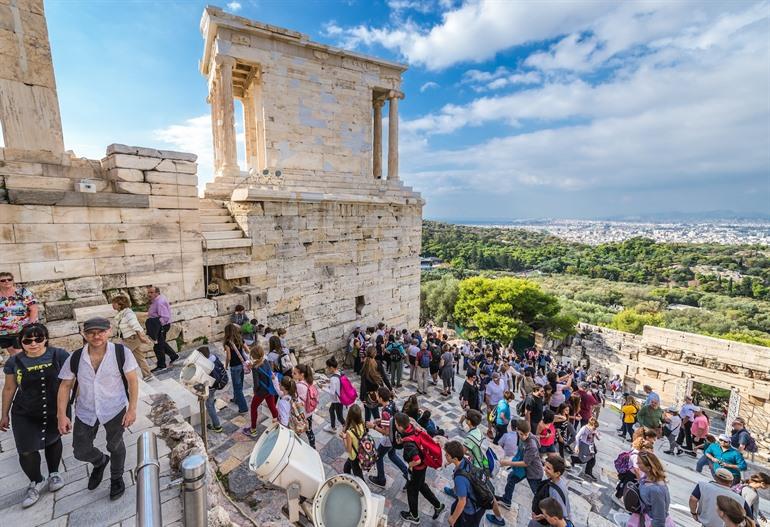 Menschenmengen auf der Akropolis