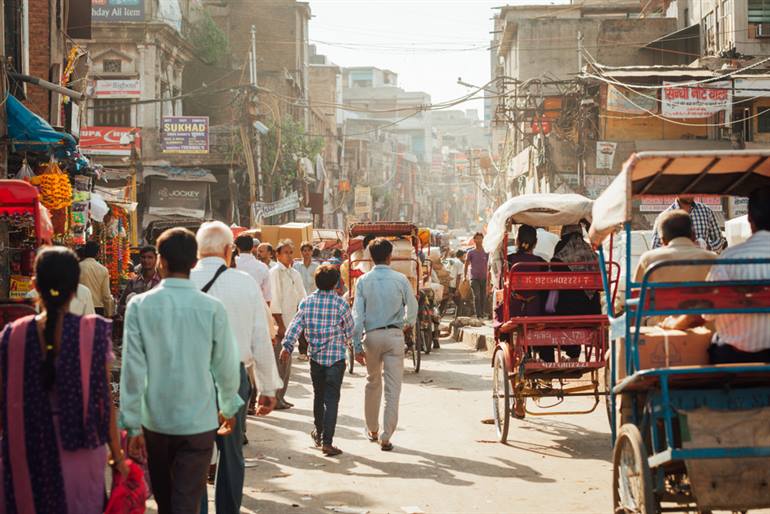 Menschenmengen in Delhi