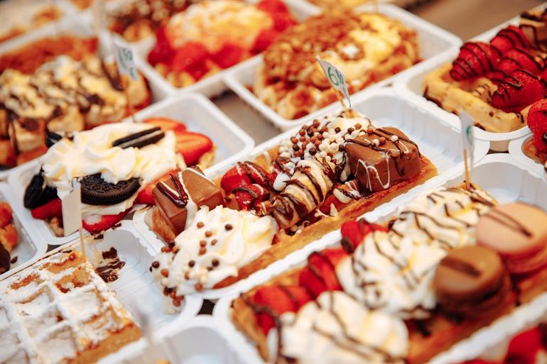 Genießen Sie ein warmes Waffel