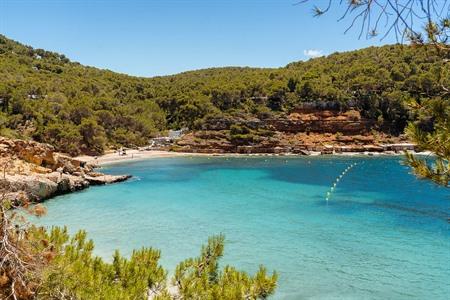 Der Strand Cala Saladeta auf Ibiza