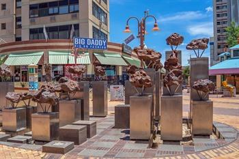 Eisenmeteore in der Post Street Mall, Windhoek