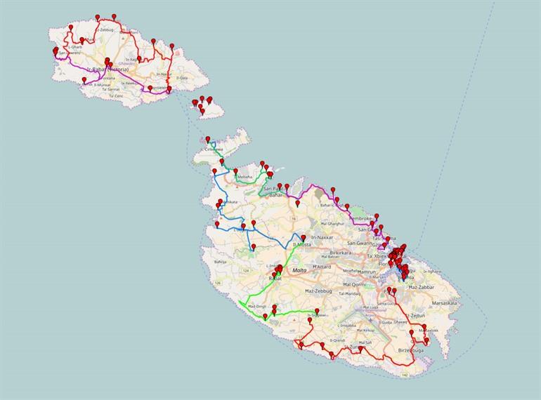 Karte für die Rundreise durch Malta
