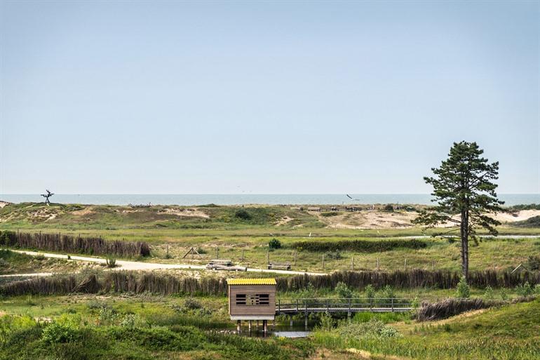 Aussichtshütte auf dem Hüttenparcours des Zwin, Knokke-Heist