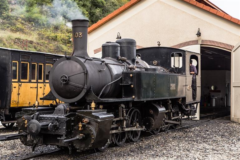Lokomotive in Lamastre in der Ardèche