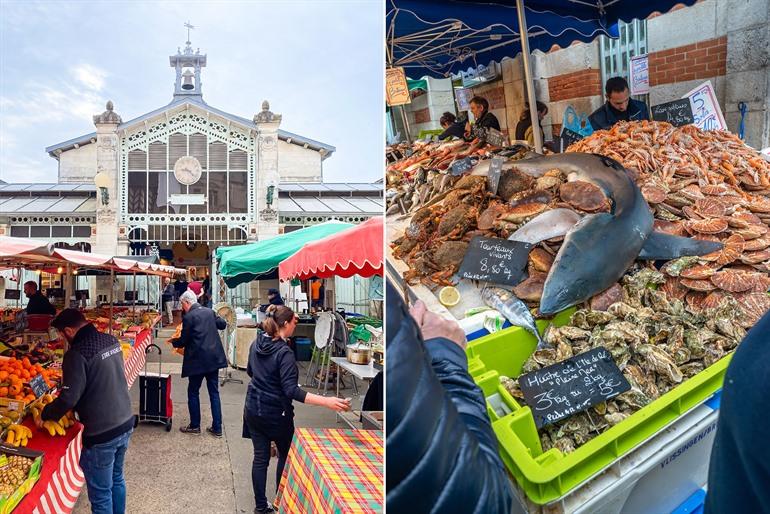 Marktstände bei Les Halles de La Rochelle