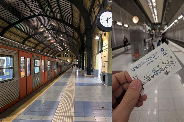 Nehmen Sie die U-Bahn in Athen, Griechenland