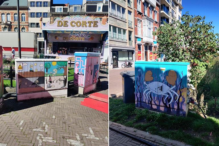 Aufgewertete Stromkästen am Herbert-Hoover-Platz, Leuven