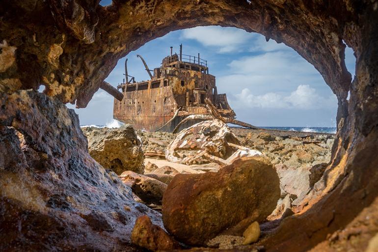 Altes Schiffswrack bei Klein Curaçao