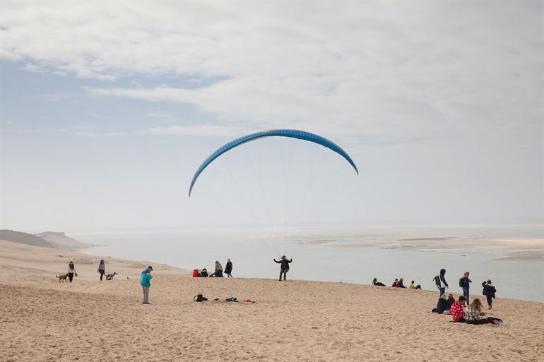 Paragliding auf der Dune du Pilat, Frankreich