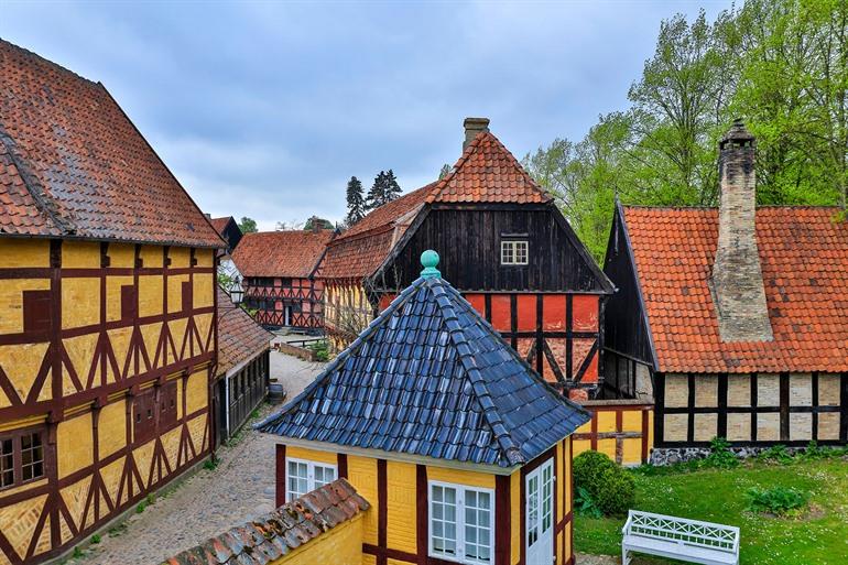 Malerische Fachwerkhäuser in Aarhus, Dänemark