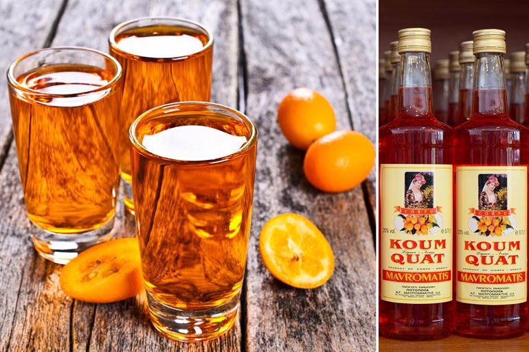 Probieren Sie den lokalen Kumquat-Likör auf Korfu