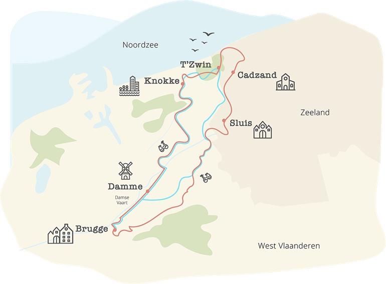 Route der Vespa-Tour durch Brügge