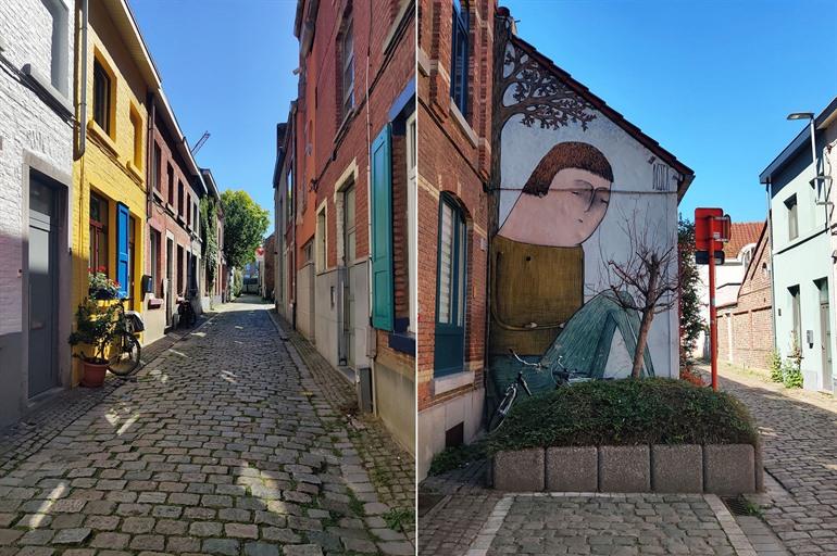 Junger sitzender Mann in Bisser, Mussenstraat in Leuven