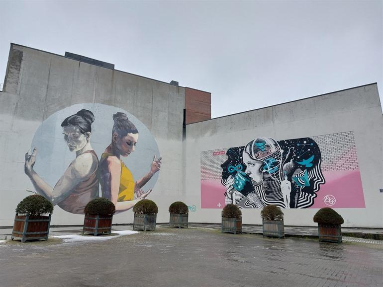 Street-Art-Wandbild von Mariela Ajras und Milu Correch in Louvain-la-Neuve
