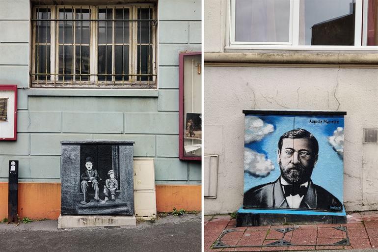 Street Art an Stromkästen in Boulogne-sur-Mer
