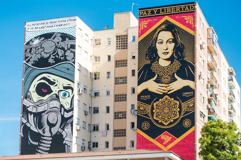 Street-Art-Arbeiten im Soho-Viertel, Málaga