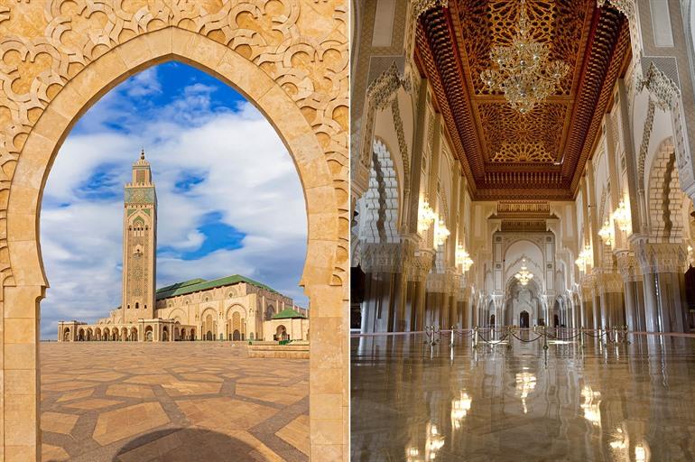 Aussicht auf die Hassan-II.-Moschee und das Innere, Casablanca