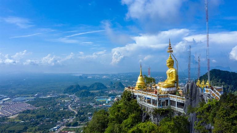Aussicht auf und von Wat Phra Suea, Krabi, Thailand