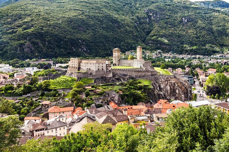 Aussicht auf Bellinzona, Schweiz