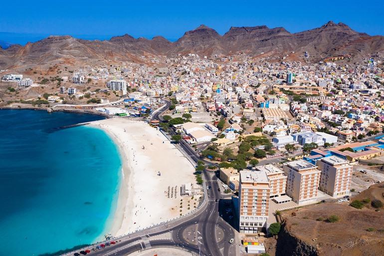 Ausblick auf den Laginha Strand in Mindelo, São Vicente