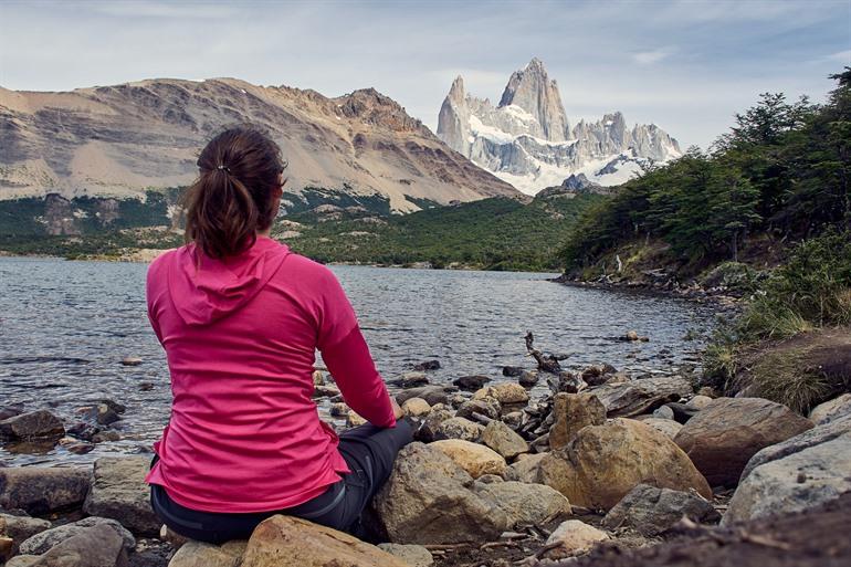 Aussicht auf die Laguna Capri mit dem Mount Fitz Roy im Hintergrund