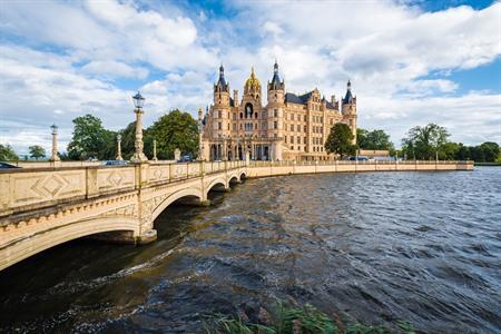 Aussicht auf das Schloss Schwerin, Schwerin, Mecklenburg-Vorpommern