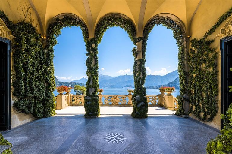 Aussicht auf Villa del Balbianello am Comer See