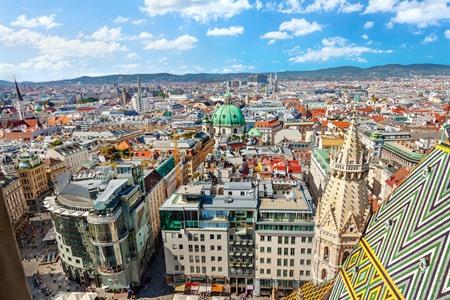 Aussicht auf die Stadt vom Stephansdom in Wien