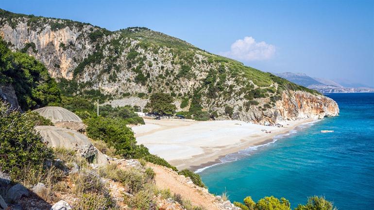 Aussicht auf den Gjipe Strand, Albanien