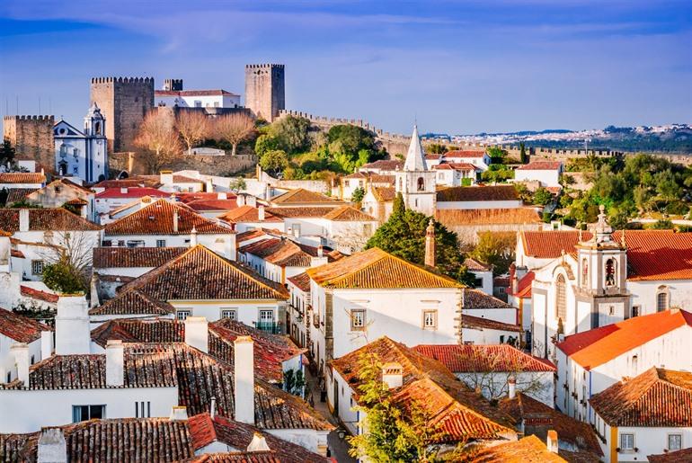 Aussicht auf Óbidos, Portugal
