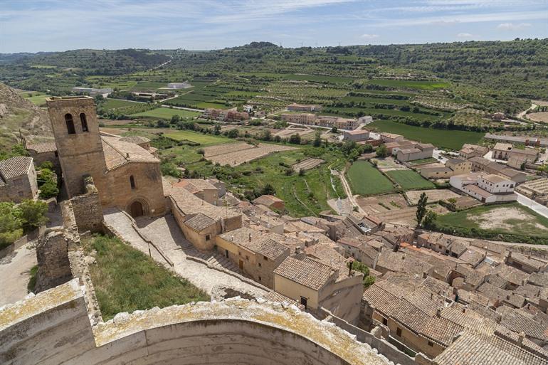 Aussicht von den Burgruinen in Guimerà, Lleida, Katalonien
