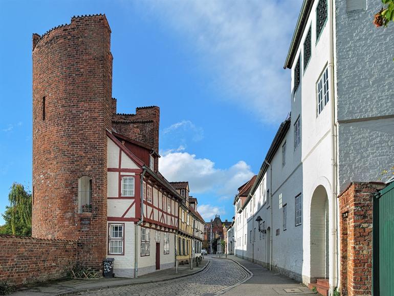 Fachwerkhäuschen Halbturm, Lübeck, Deutschland