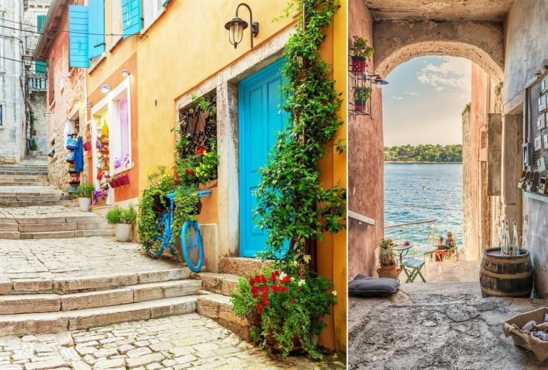 Sich in den malerischen Gassen von Rovinj, Kroatien, verlaufen