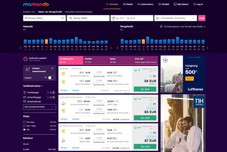 Flugtickets auf Momondo vergleichen