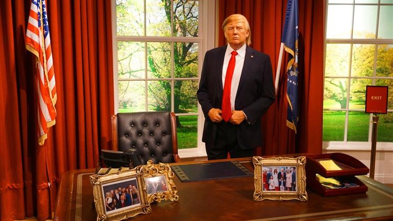 Wachsfigur von Donald Trump im Madame Tussauds, London