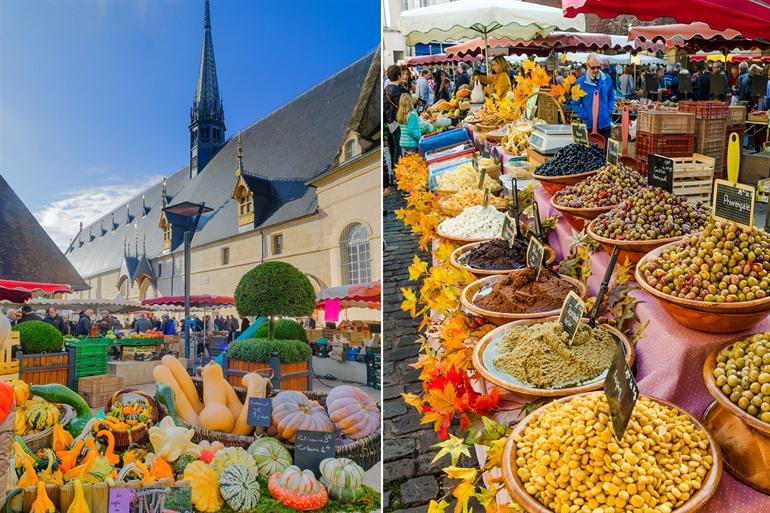 Samstagsmarkt auf dem Place de la Halle, Beaune