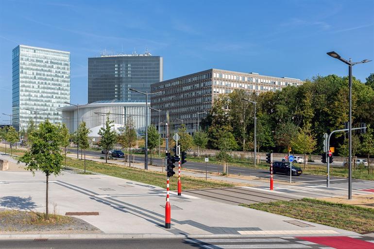 Blick auf das Europaviertel in Kirchberg, Luxemburg-Stadt