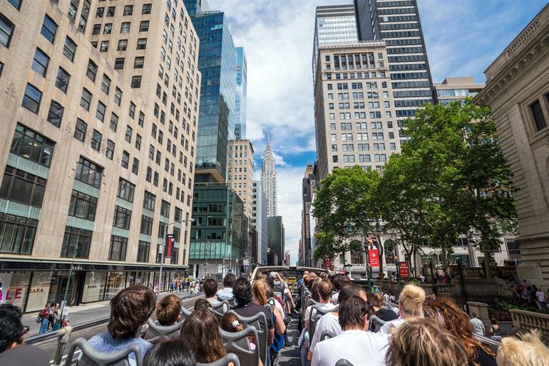 Aussicht von der Hop-on-Hop-off-Bus in New York