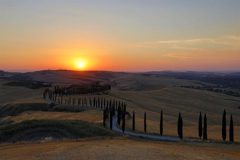 Sonnenuntergang Asciano, Crete Senesi